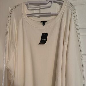 Torrid Ivory Long Sleeve sweatshirt with Rhinestone Detail